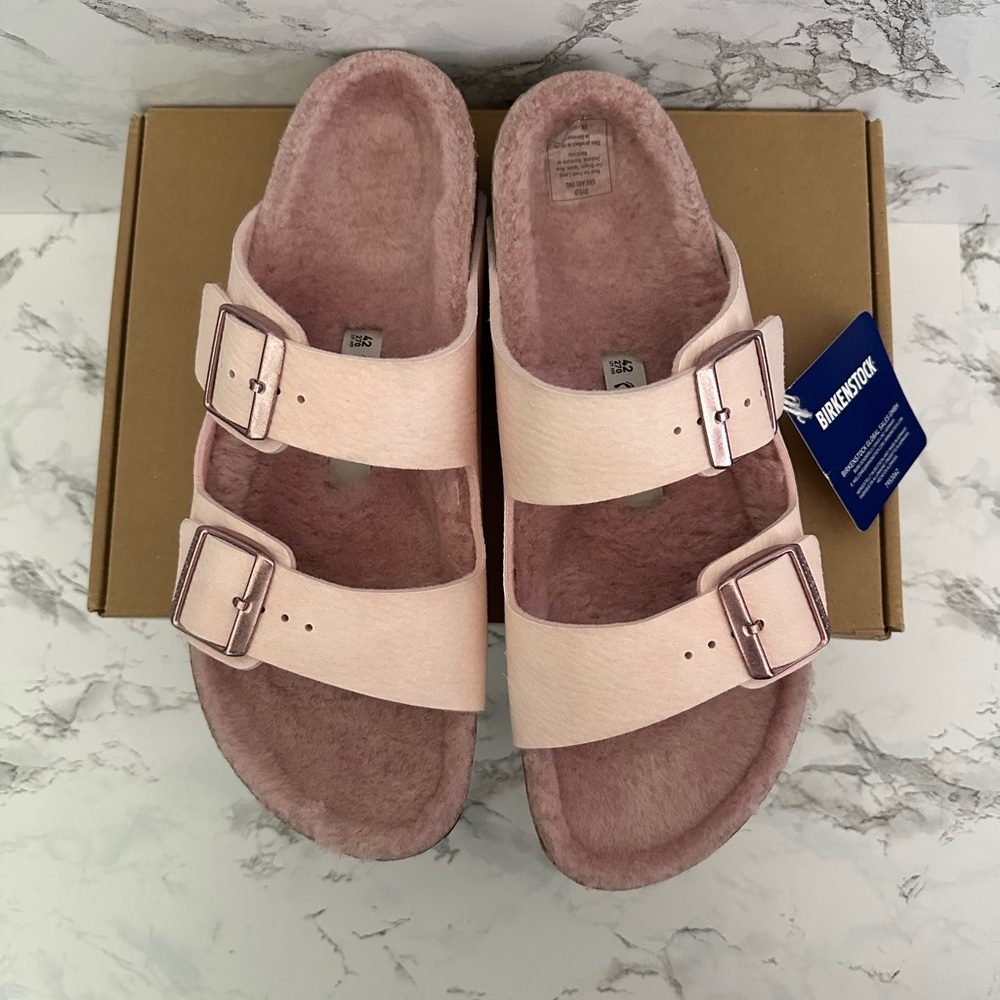 Birkenstock Arizona Shearling Lined Faux Fur Sandals Mules Women’s Size 11 42 - Picture 4 of 8